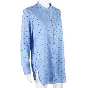 Gap  Womens Tunic Shirt Dress Size Small Oversized Long Sleeve Blue Red Flags